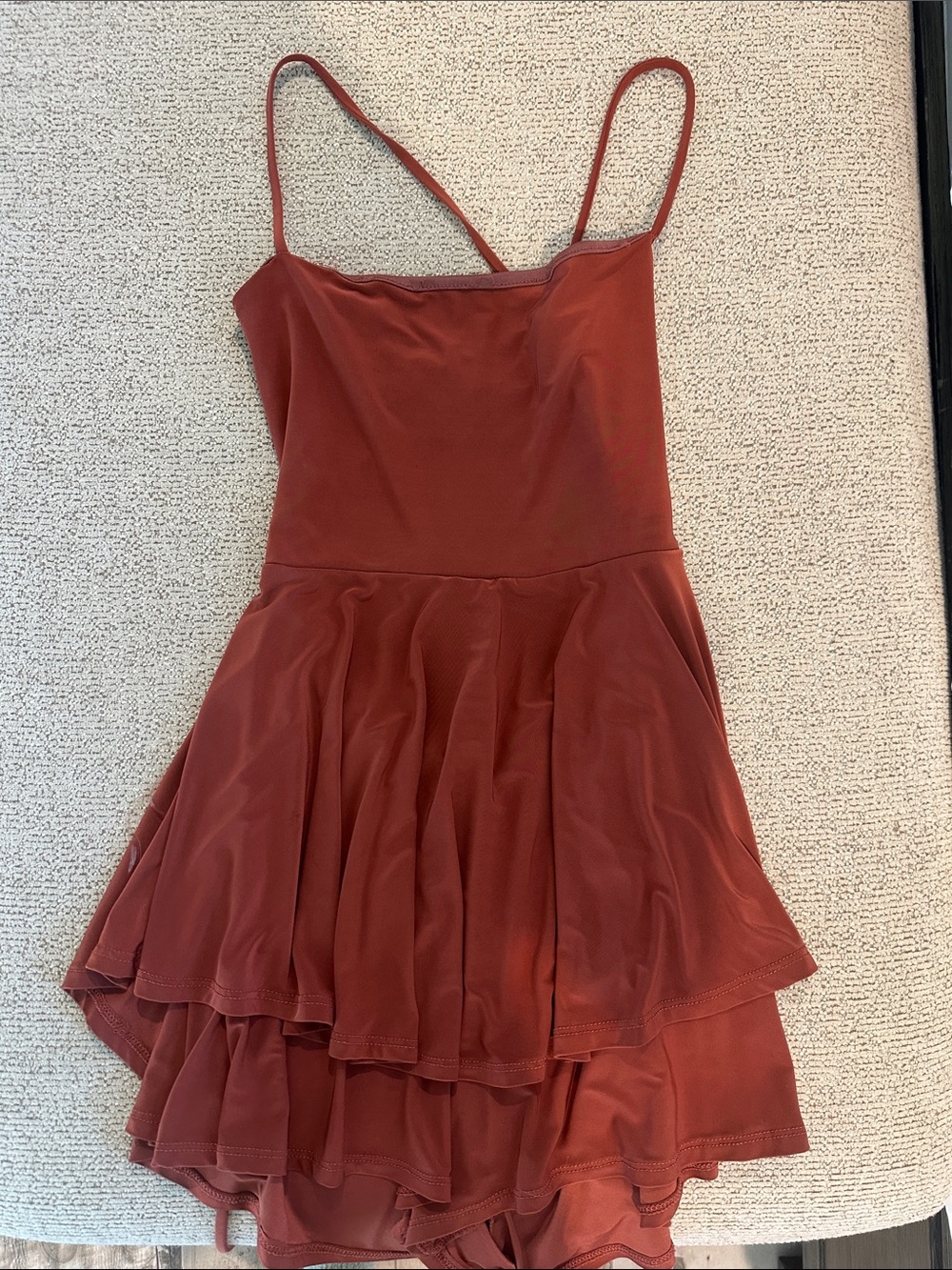 Windsor Rust Red Tiered Spaghetti Strap Dress